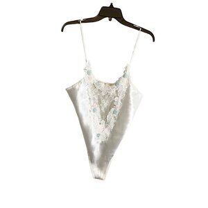 Vintage Victoria Secret GOLD LABEL White Satin And Lace Bridal Teddy - Medium
